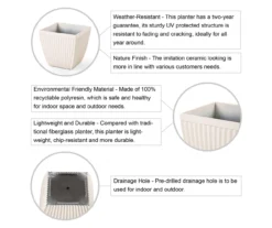 Glitzhome 16.25" Fluted Plastic Planters, 2-Pack -Garden Oasis 810565986 4