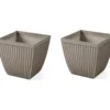 Glitzhome 16.25" Fluted Plastic Planters, 2-Pack -Garden Oasis 810565987 1