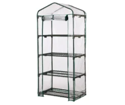 61" PVC & Metal 4-Tier Mini Greenhouse