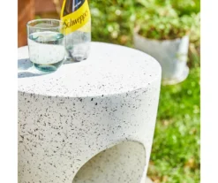 Glitzhome 18" Terrazzo Look Keyhole Garden Table -Garden Oasis 810565997 4