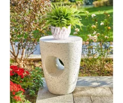Glitzhome 18" Terrazzo Look Keyhole Garden Table -Garden Oasis 810565997 6