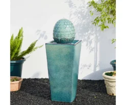 Turquoise Artichoke LED Ceramic Fountain -Garden Oasis 810566003 4