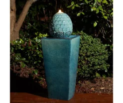 Turquoise Artichoke LED Ceramic Fountain -Garden Oasis 810566003 5