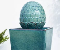 Turquoise Artichoke LED Ceramic Fountain -Garden Oasis 810566003 6
