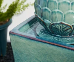 Turquoise Artichoke LED Ceramic Fountain -Garden Oasis 810566003 7