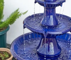 Blue LED 3-Tier Ceramic Fountain -Garden Oasis 810566005 5