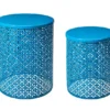 Blue Cutout Pattern 2-Piece Metal Garden Table Set -Garden Oasis 810566020 1