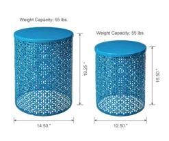 Blue Cutout Pattern 2-Piece Metal Garden Table Set -Garden Oasis 810566020 3