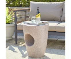 Glitzhome 18" Terrazzo Look Keyhole Garden Table -Garden Oasis 810566024 2