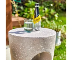 Glitzhome 18" Terrazzo Look Keyhole Garden Table -Garden Oasis 810566024 4