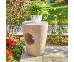 Glitzhome 18" Terrazzo Look Keyhole Garden Table -Garden Oasis 810566024 6
