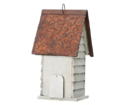 White Shingle Home Wood & Metal Birdhouse -Garden Oasis 810566425 7