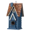 Blue Shingle Home Wood & Metal Birdhouse -Garden Oasis 810566426 1