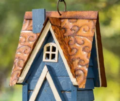 Blue Shingle Home Wood & Metal Birdhouse -Garden Oasis 810566426 4