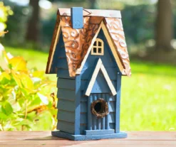 Blue Shingle Home Wood & Metal Birdhouse -Garden Oasis 810566426 6