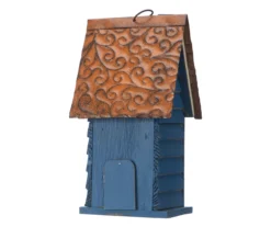 Blue Shingle Home Wood & Metal Birdhouse -Garden Oasis 810566426 7