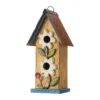 Yellow 2-Tier Flower Wood & Metal Birdhouse -Garden Oasis 810566430 1