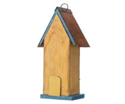 Yellow 2-Tier Flower Wood & Metal Birdhouse -Garden Oasis 810566430 7