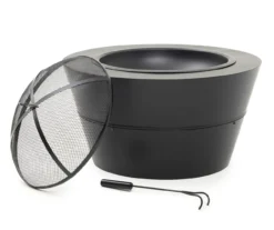 30" Matte Black Modern Wood Burning Fire Pit -Garden Oasis 810567197 1