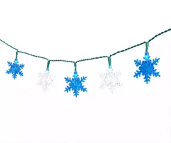 Cool White & Blue 8-Function Snowflake LED Solar Light Set, 30-Lights