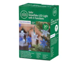 Cool White & Blue 8-Function Snowflake LED Solar Light Set, 30-Lights -Garden Oasis 810567494 3