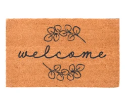 "Weclome" Brown & Black Coir Doormat