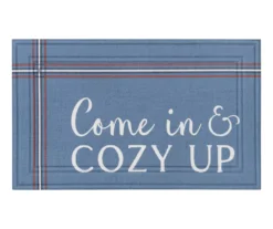 "Come In" Flint Blue & White Doormat