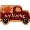 "Welcome" Tan & Red Truck Shaped Coir Doormat