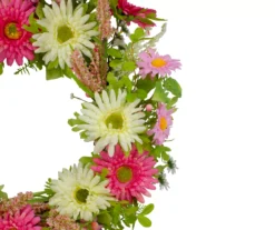 23" Pink & Yellow Mums & Berry Wreath -Garden Oasis 810574647 2