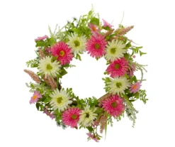 23" Pink & Yellow Mums & Berry Wreath