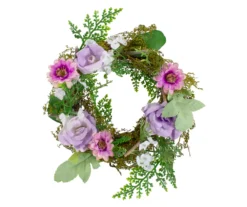 8" Pink & Purple Floral Mini Wreath