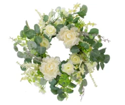 20" Cream Peony & Foliage Wreath