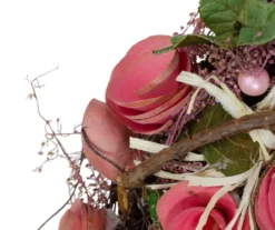 12" Pink Rose, Berry & Twig Wreath -Garden Oasis 810574689 3