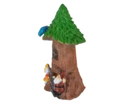 14" Green Leaf Tree & Gnome Solar Garden Statuary -Garden Oasis 810575971 2