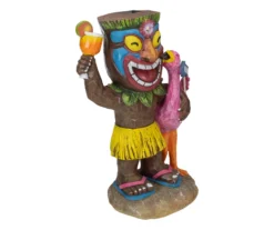 16" Tiki & Flamingo Solar Garden Statuary -Garden Oasis 810575985 2