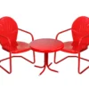 Red 3-Piece Metal Patio Chair & Side Table Set -Garden Oasis 810575991