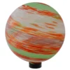 10" Orange & Green Swirl Glass Gazing Ball -Garden Oasis 810575998