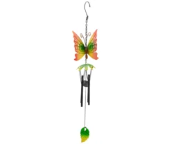 19" Red Butterfly Metal Windchime
