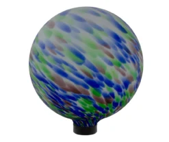 10" Blue, Green & Purple Swirl Glass Gazing Ball -Garden Oasis 810576006 2