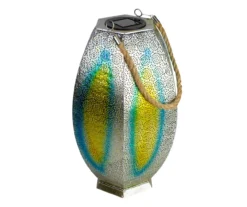 Northlight Silver Floral Cutout LED Hanging Solar Lantern -Garden Oasis 810576008 2