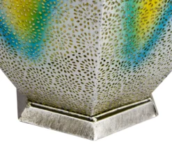 Northlight Silver Floral Cutout LED Hanging Solar Lantern -Garden Oasis 810576008 4