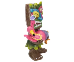 15" Tiki & Flamingo Solar Garden Statuary -Garden Oasis 810576046 2