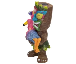 15" Tiki & Flamingo Solar Garden Statuary -Garden Oasis 810576046 3
