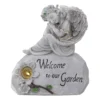 9.25" Welcome Angel On Rock Solar Garden Statuary -Garden Oasis 810576085