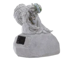 9.25" Welcome Angel On Rock Solar Garden Statuary -Garden Oasis 810576085 3