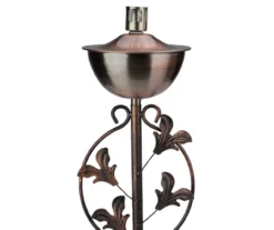 64.5" Brushed Copper Floral Motif Oil Patio Torch -Garden Oasis 810576094 3
