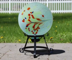 10" Blue & Red Swirl Glass Gazing Ball -Garden Oasis 810576097 2
