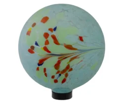 10" Blue & Red Swirl Glass Gazing Ball