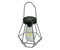 Northlight Black Geometric Hanging Solar Lantern -Garden Oasis 810576103 2