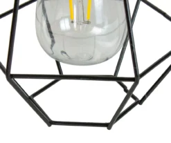 Northlight Black Geometric Hanging Solar Lantern -Garden Oasis 810576103 5